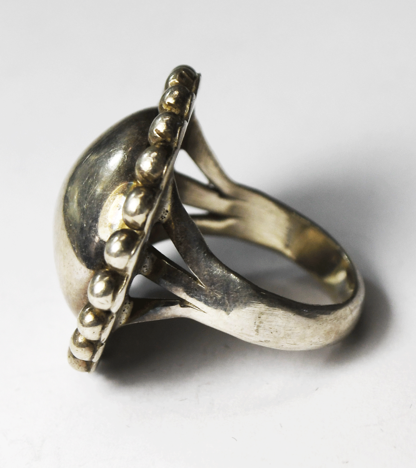 Sterling Silver CFJ Round Dot Halo Domed Flower Ring 26mm Size 7