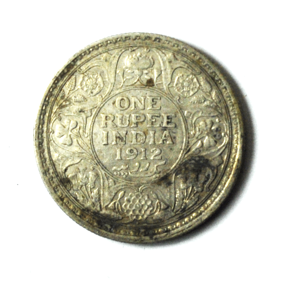 1912 India British One Rupee Silver Coin KM# 524