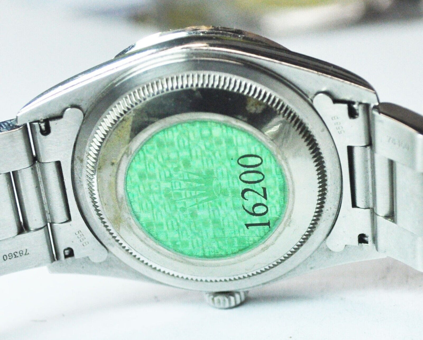 Rolex Datejust 16200 Diamond Blue MOP Dial Bezel 36mm S/S Sticker Back