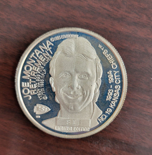 Joe Montana Retirement Limited Edition Kansas City Chiefs Fine Silver Coin 49ers