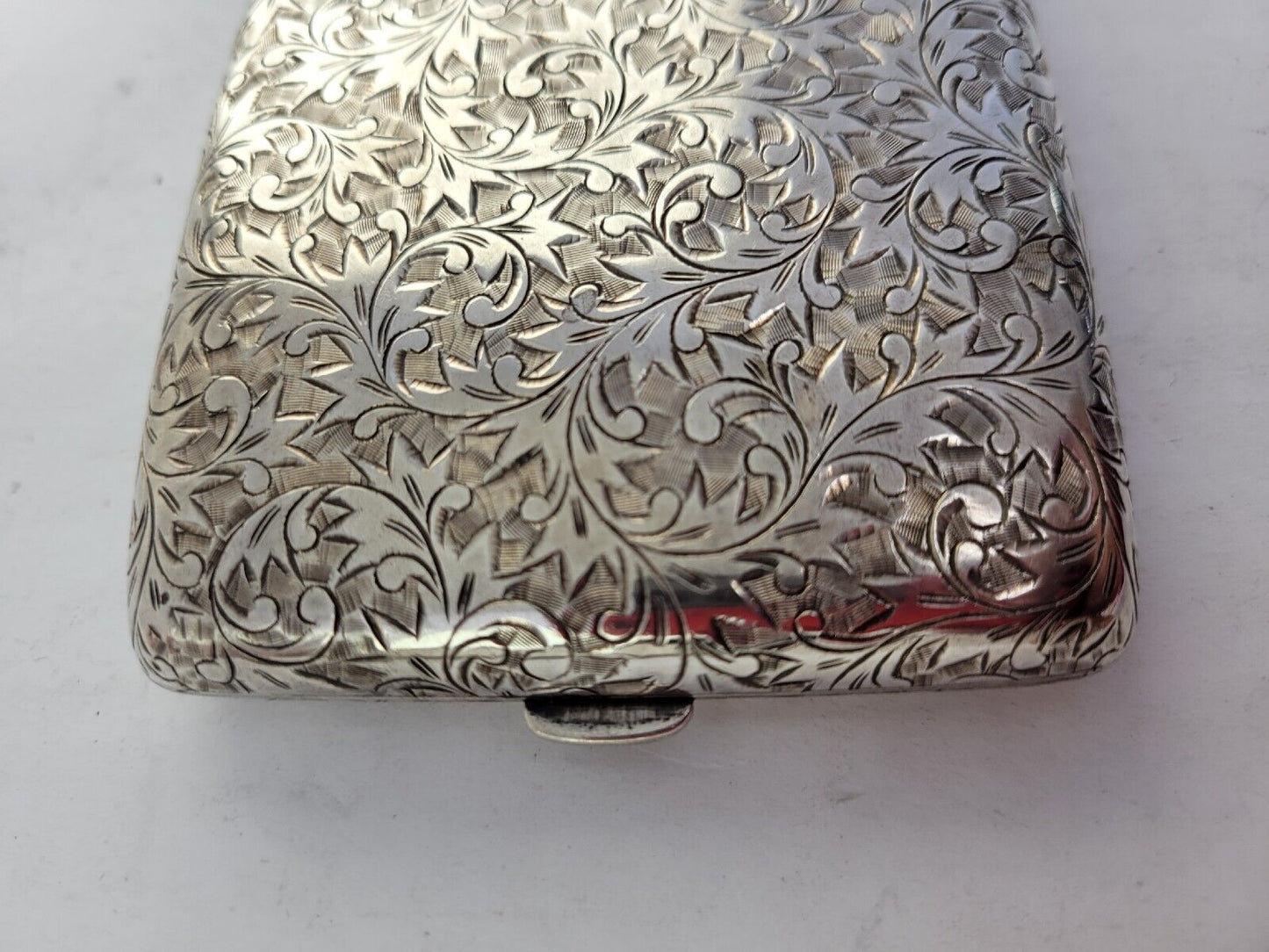 Vintage Etched Design .950 Fine Silver 4"x3"Cigarette Case 3.7oz