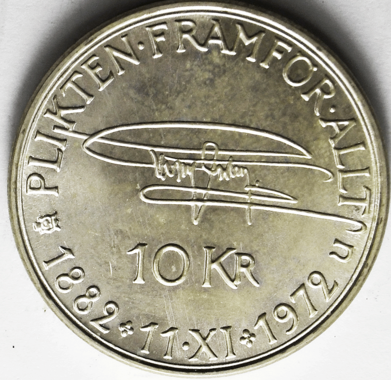 1972 U Sweden 10 Ten Kronor Silver Coin Uncirculated KM# 847