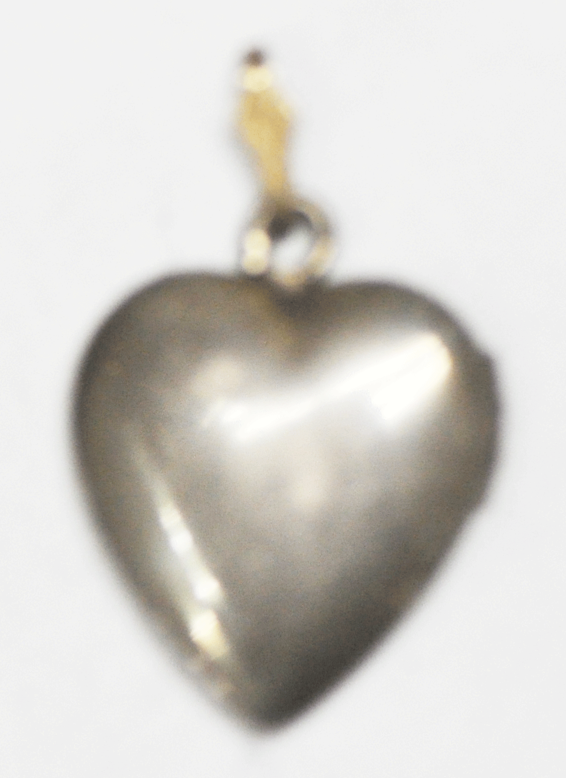 Antique Sterling Silver Puffy Heart Locket Charm Pendant   24mm x 20mm