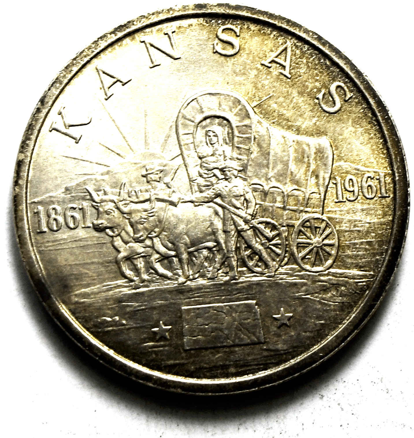 1961 Kansas Centennial So Called Half Dollar Statehood 34mm Silver Medal