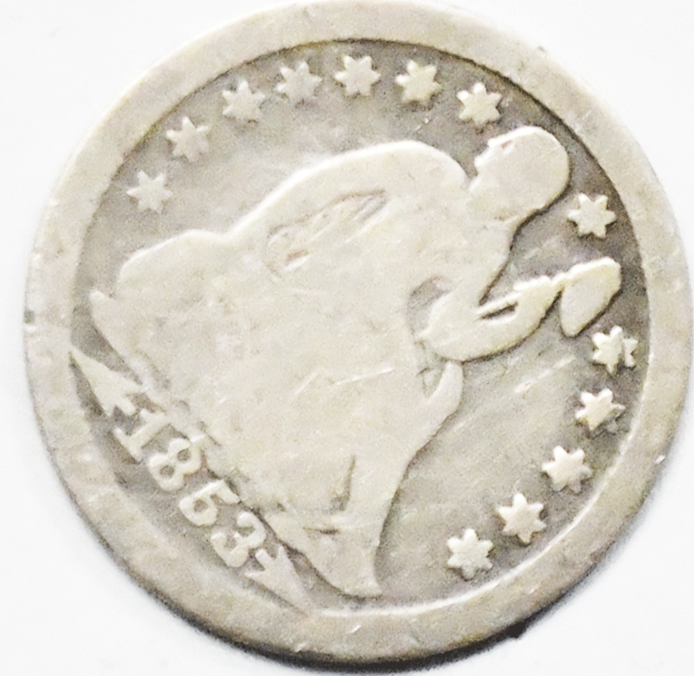 1853 10c Seated Liberty Silver Dime Ten Cents Philadelphia