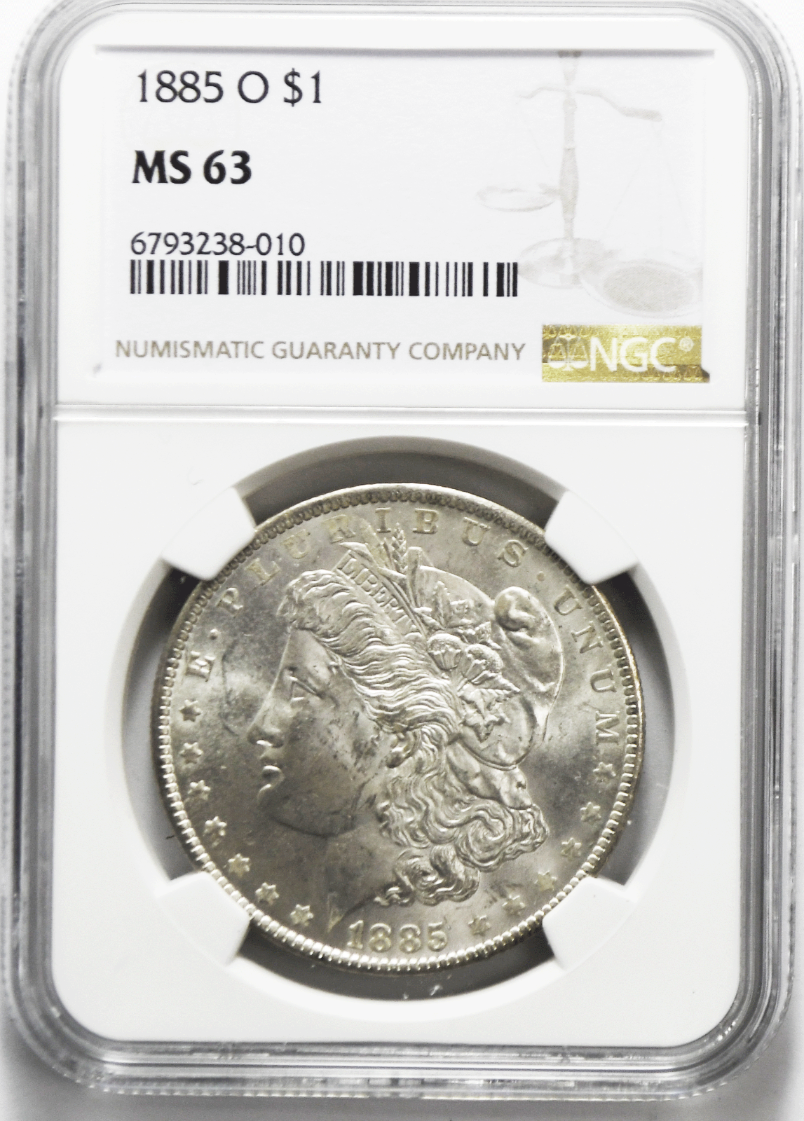 1885 O $1 Morgan Silver One Dollar NGC MS63 New Orleans Uncirculated