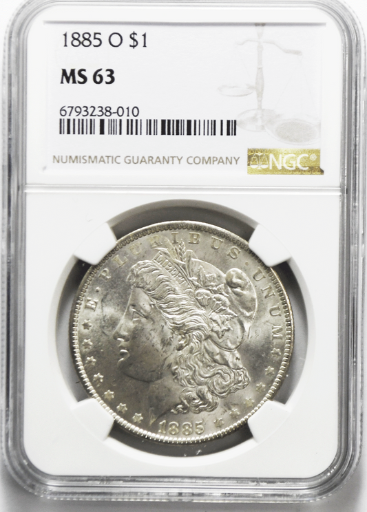 1885 O $1 Morgan Silver One Dollar NGC MS63 New Orleans Uncirculated