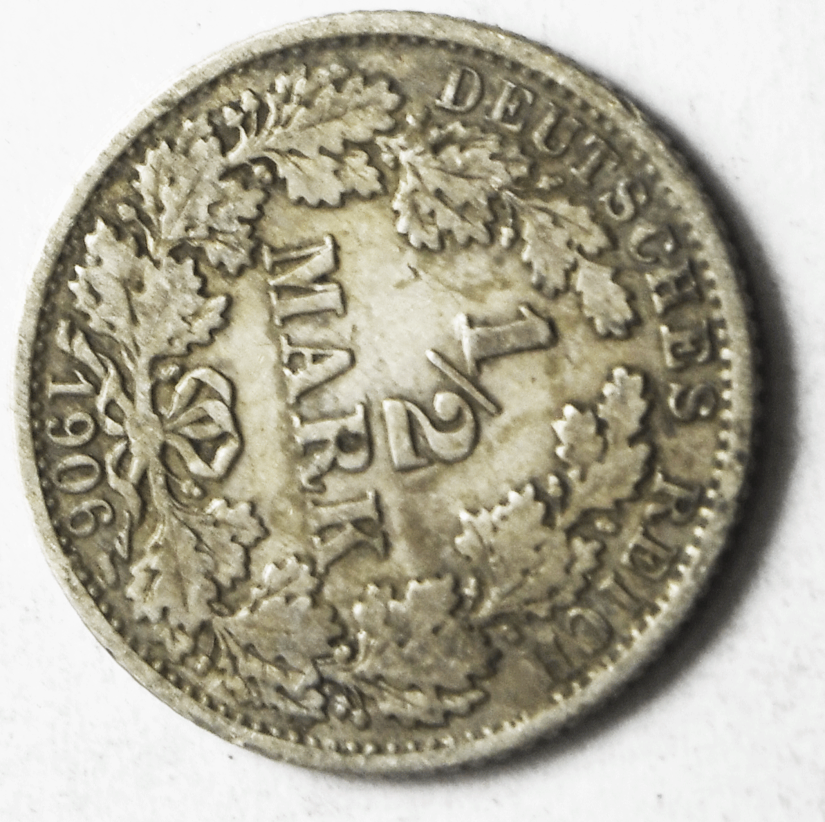 1906 F Germany Empire Silver 1/2 Mark KM# 17