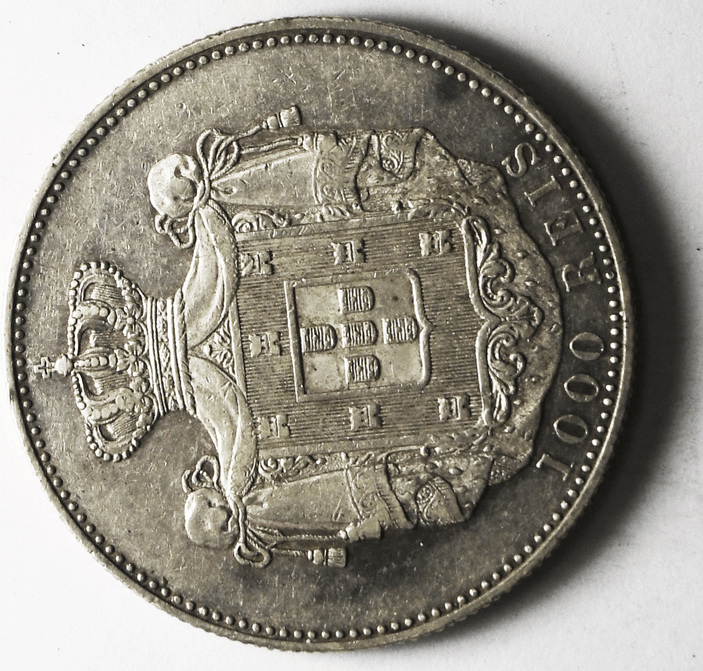 1899 Portugal 1000 Reis Silver Coin KM# 540