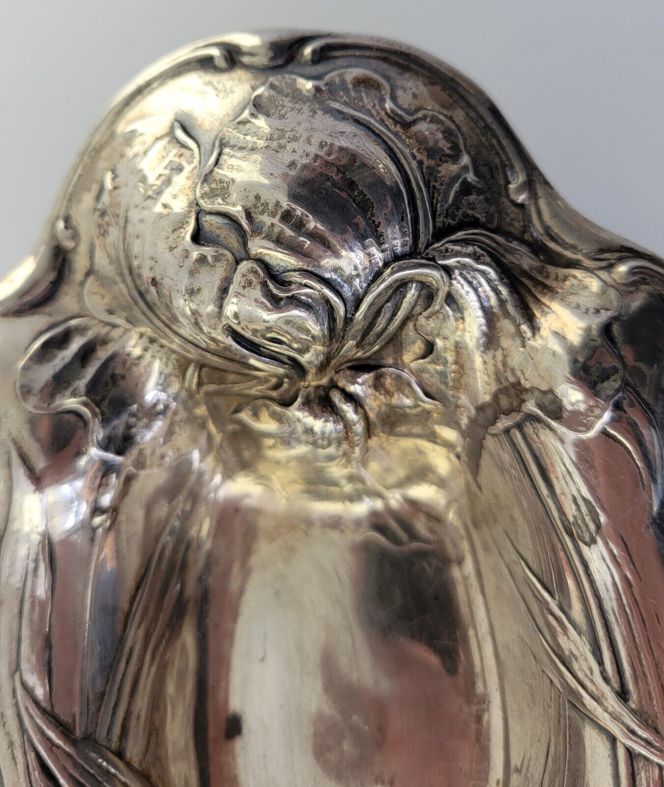 Antique ART NOUVEAU Gorham Sterling Silver 5 7/8" Floral Vanity Dish 2.2oz.