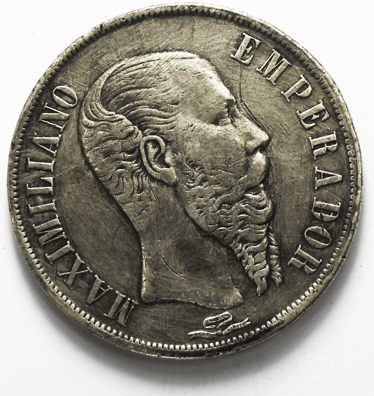 1866 Mo Mexico Empire Of Maximilian 50 Centavos KM# 387 Silver Coin Only 31,000