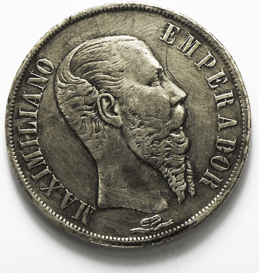 1866 Mo Mexico Empire Of Maximilian 50 Centavos KM# 387 Silver Coin Only 31,000