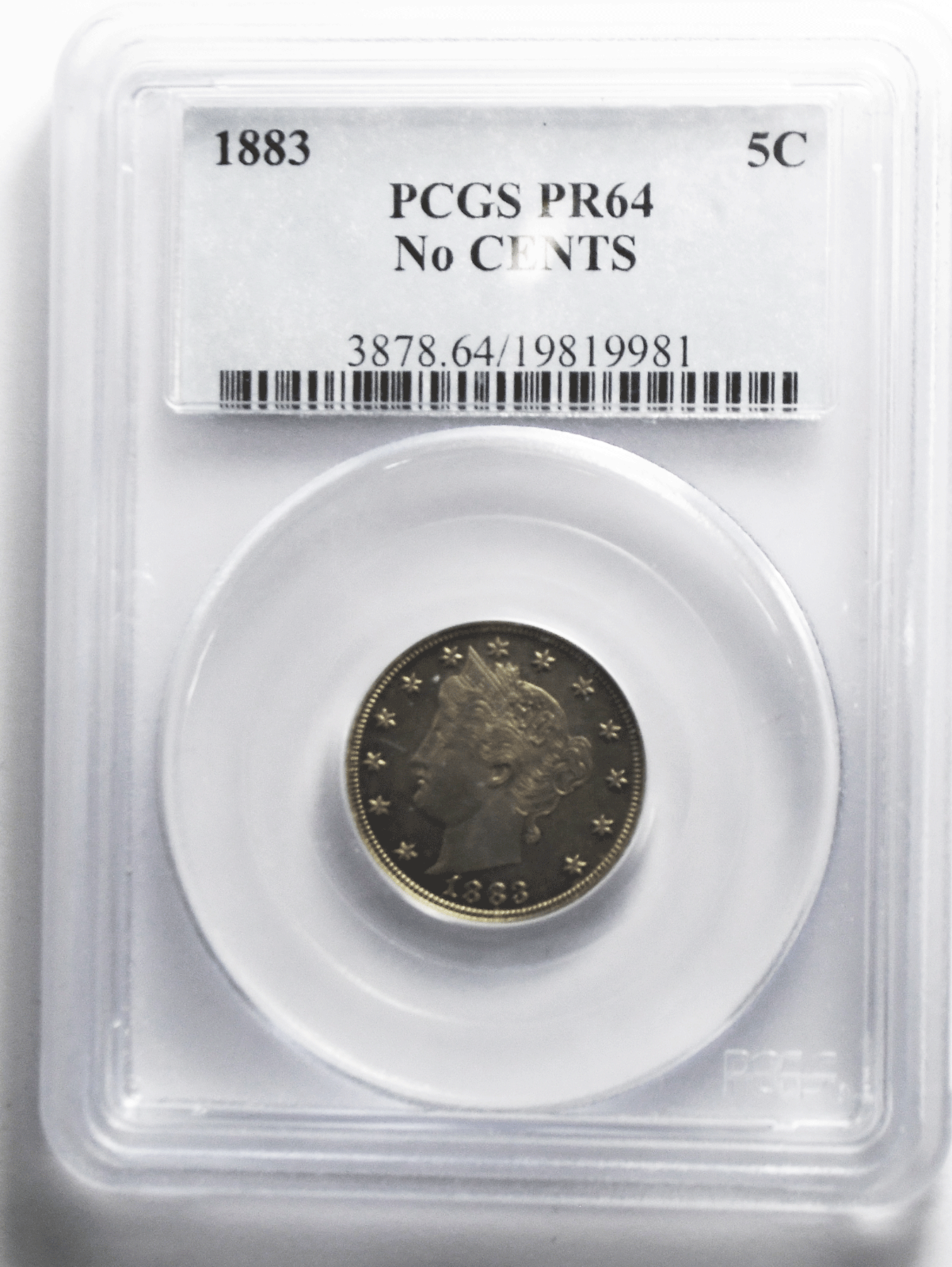 1883 No Cents 5c V Liberty Nickel Proof Five Cents PCGS PR64 Uncirculated NC