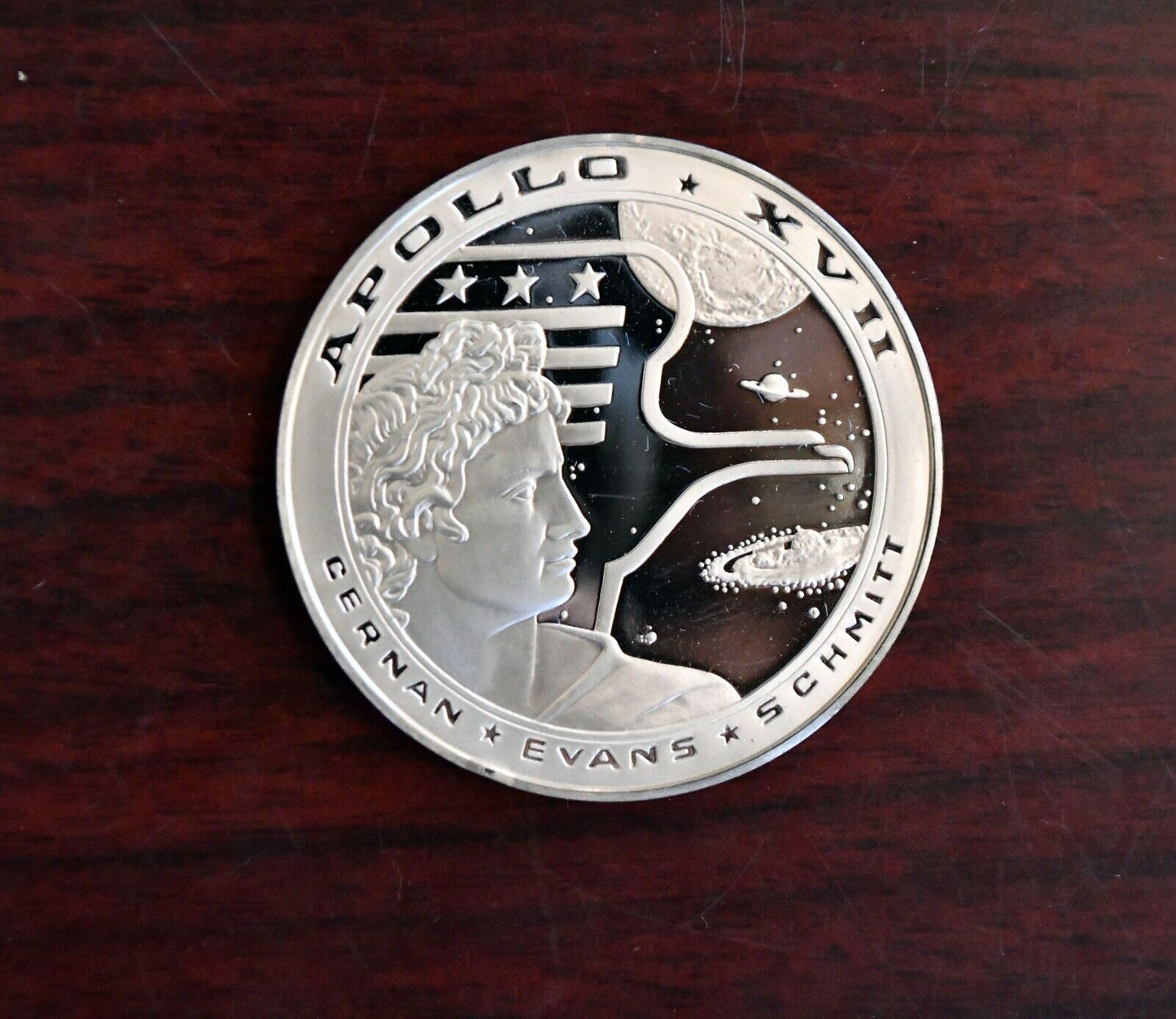 Apollo XVII Sterling Franklin Mint Proof Struck Dec 7th 1972 Space Flight Emblem