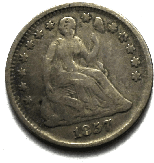 1857 H10c Seated Liberty Silver Half Dime United States Clashed Shield