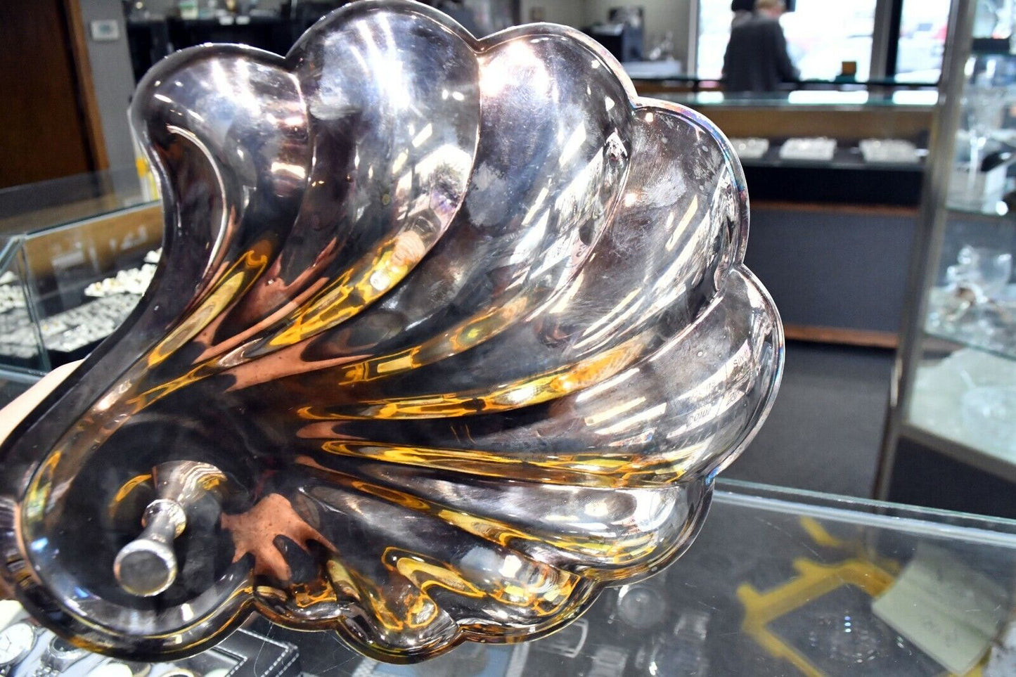 Silver Plated Appetizer Chips & Dip Cocktail Dish w/Glass Insert 11 1/4" Platter