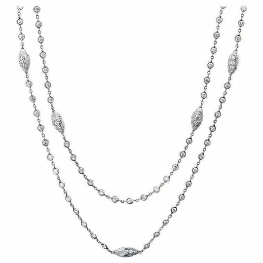 Michael Beaudry Platinum Necklace 80 Diamonds 5.50 Carat Argyle Station Swiss