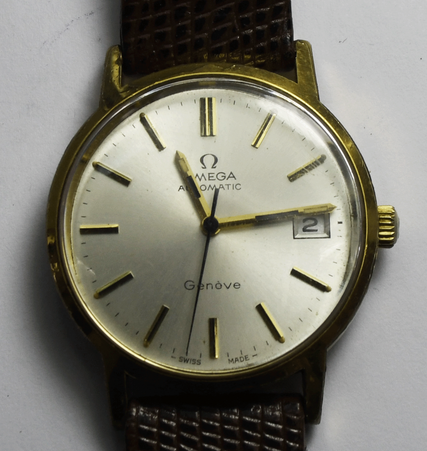 1973 Men's Omega Automatic Geneve Date 1012 GEP 35mm 166.0163 Not Running