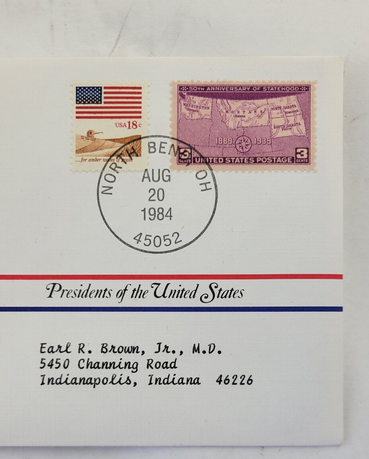 B Harrison Presidential Covers Medal Postal Commemorative Society Gold Plated