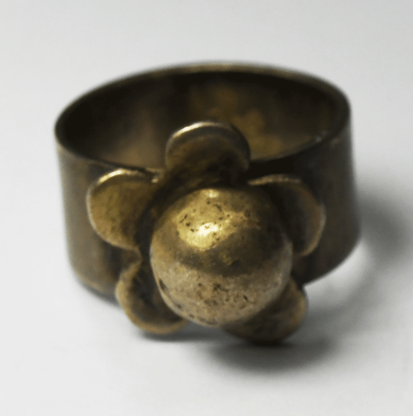 Sterling Silver Ore Flower Ring 16mm Size 7 Wide 10mm Band