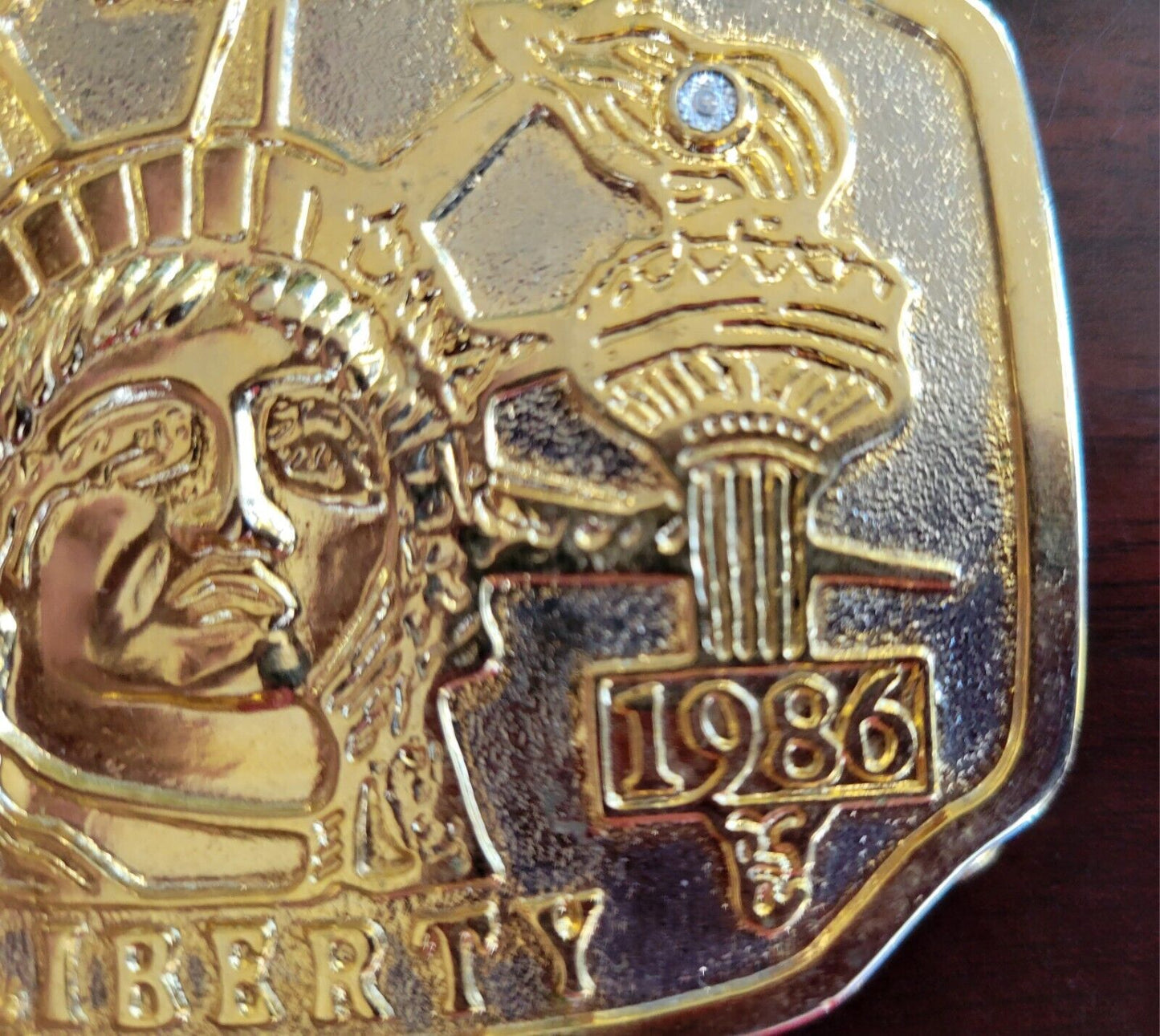 Vintage Statue of Liberty 100 Years of Liberty Two Tone Belt Buckle 1886 - 1986