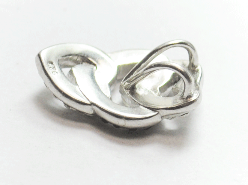 Sterling Silver CZ Triple Heart Interlocking Pendant 14mm x 19mm Slide