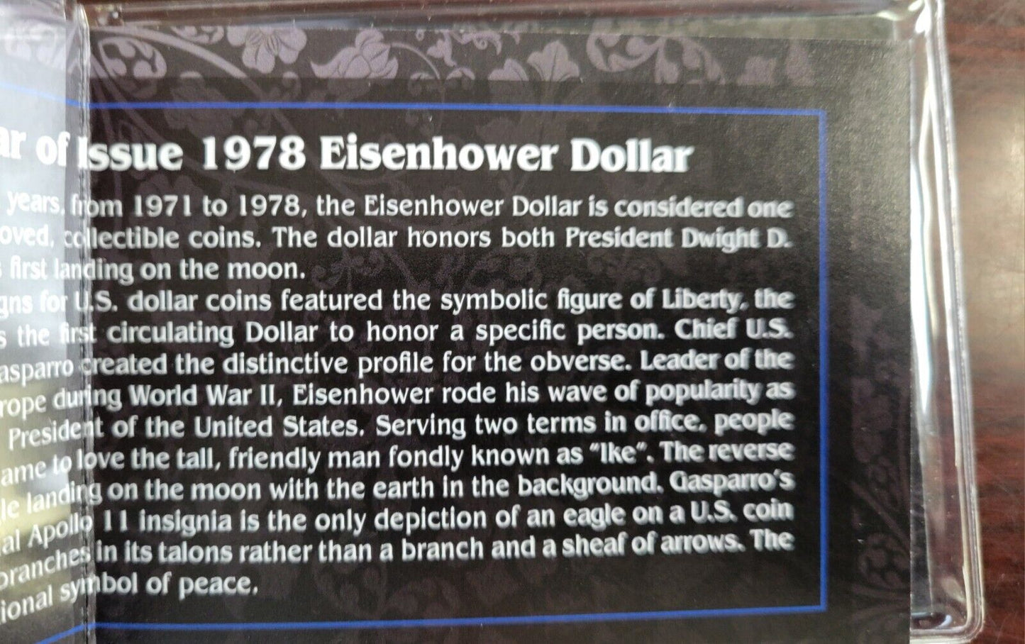 Last Year of Issue 1978 Eisenhower Dollar with COA & Booklet