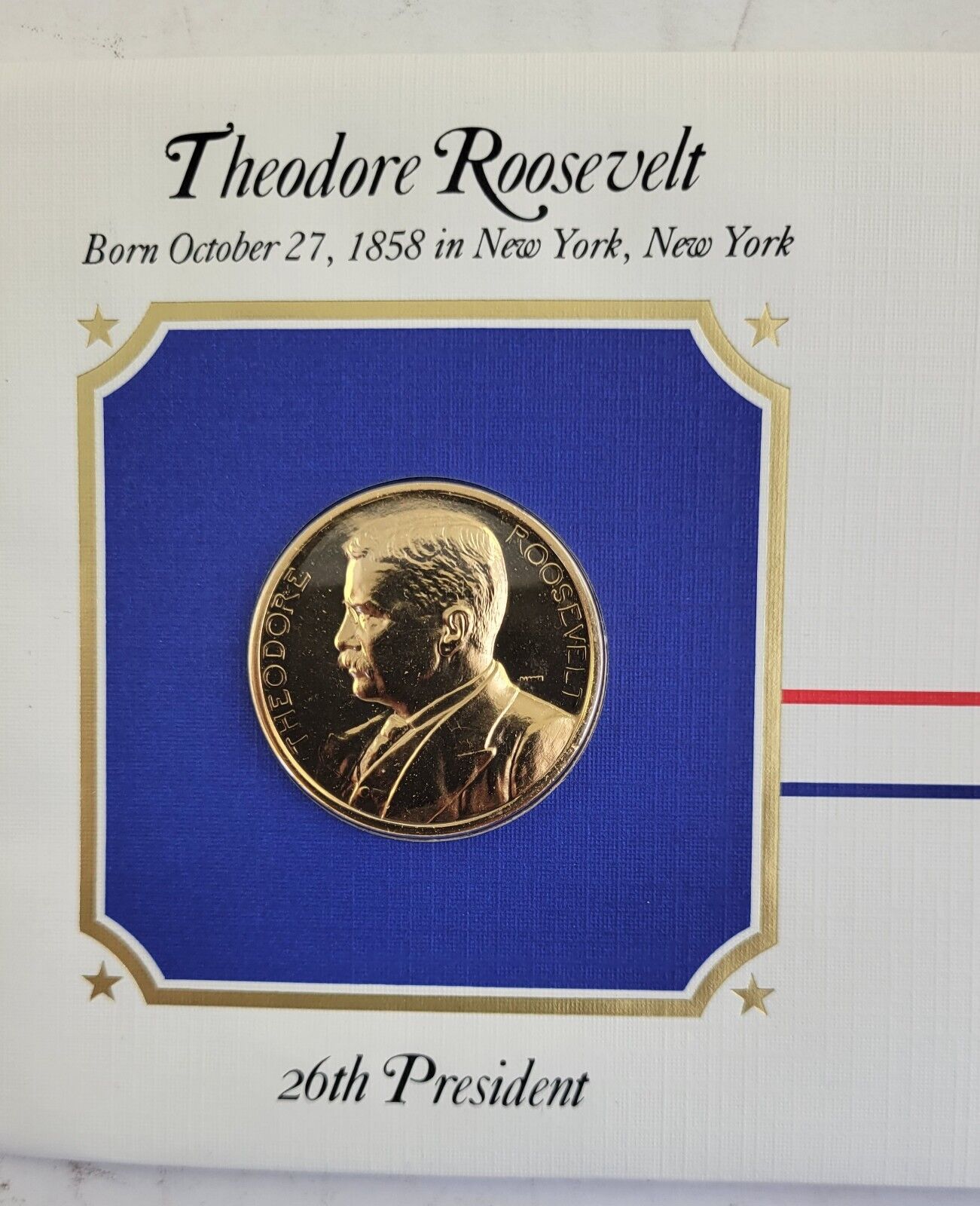 T Roosevelt Presidential Covers Medal Postal Commemorative Society Gold Plated