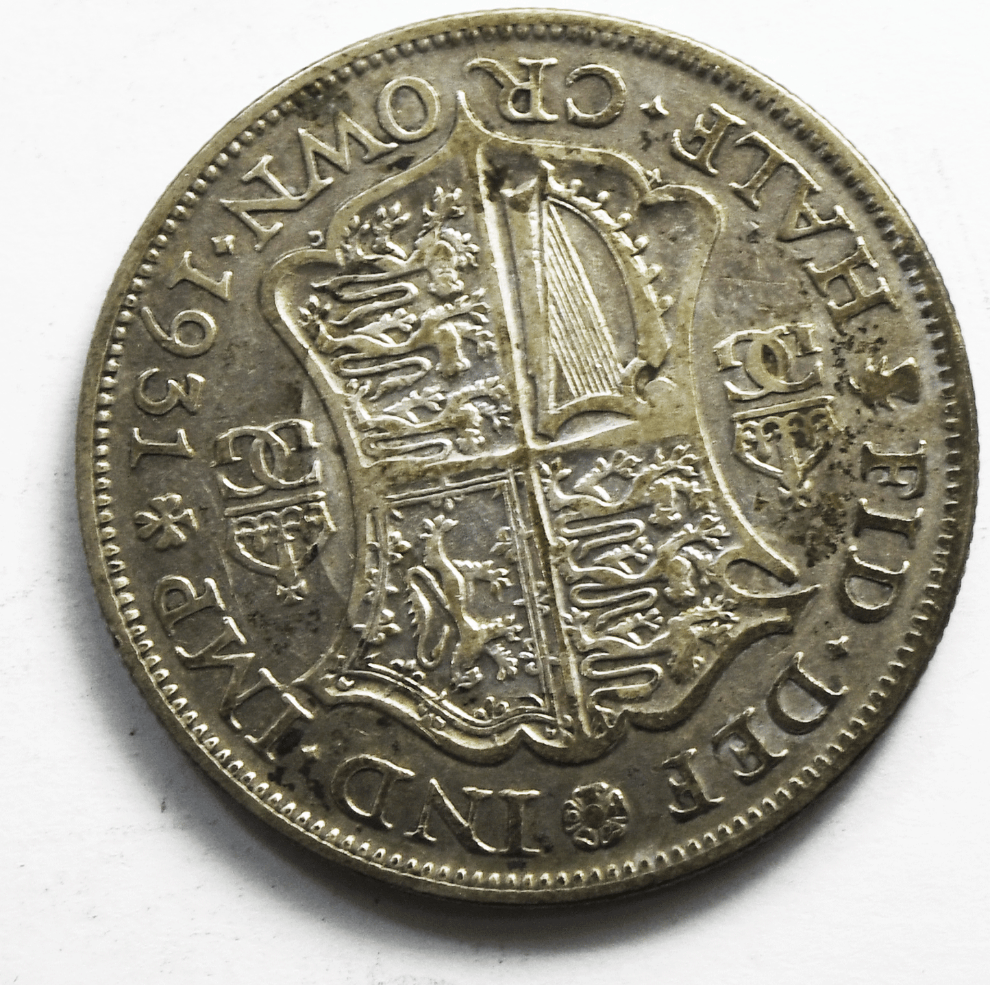 1931 Great Britain Half 1/2 Crown KM# 835 Silver Coin