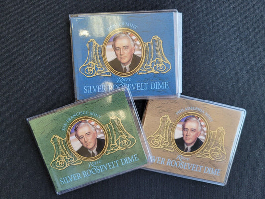 Rare Silver Roosevelt Dime 1957 Philadelphia,  1964 Denver,  1955 San Francisco