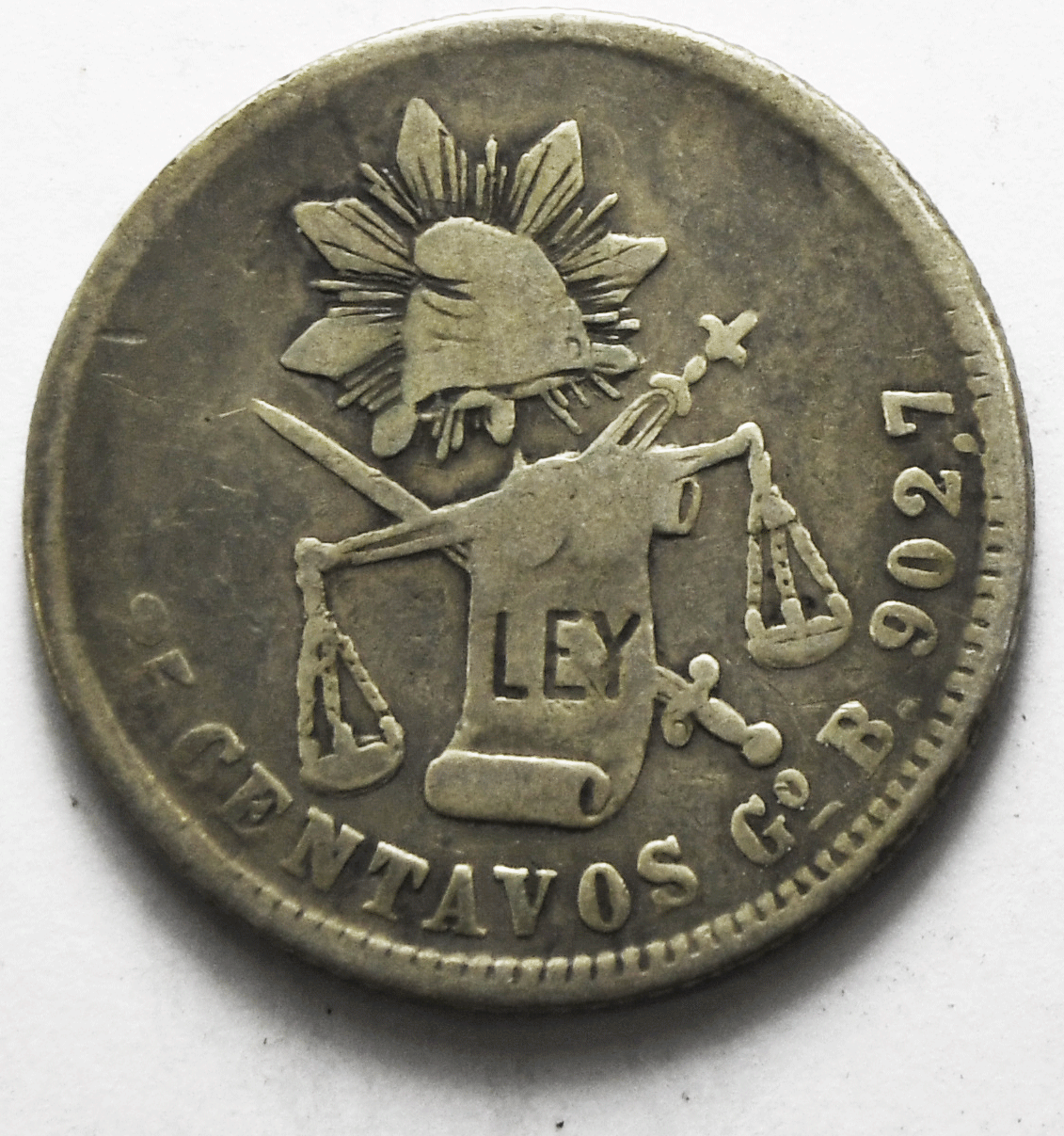 1883 Go B Mexico Second Republic 25 Centavos KM# 406.5 Silver Coin Rare