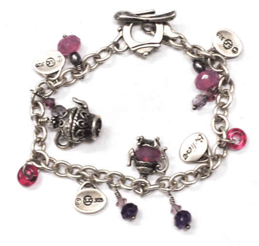 Sterling Silver Sunwest Tea Toggle Charm Bracelet 8-1/4" Dream Inspire Teach