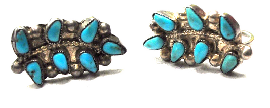 Sterling Silver Petit Point Leaf Cluster Earrings  21mm x 12mm Clip On Earrings