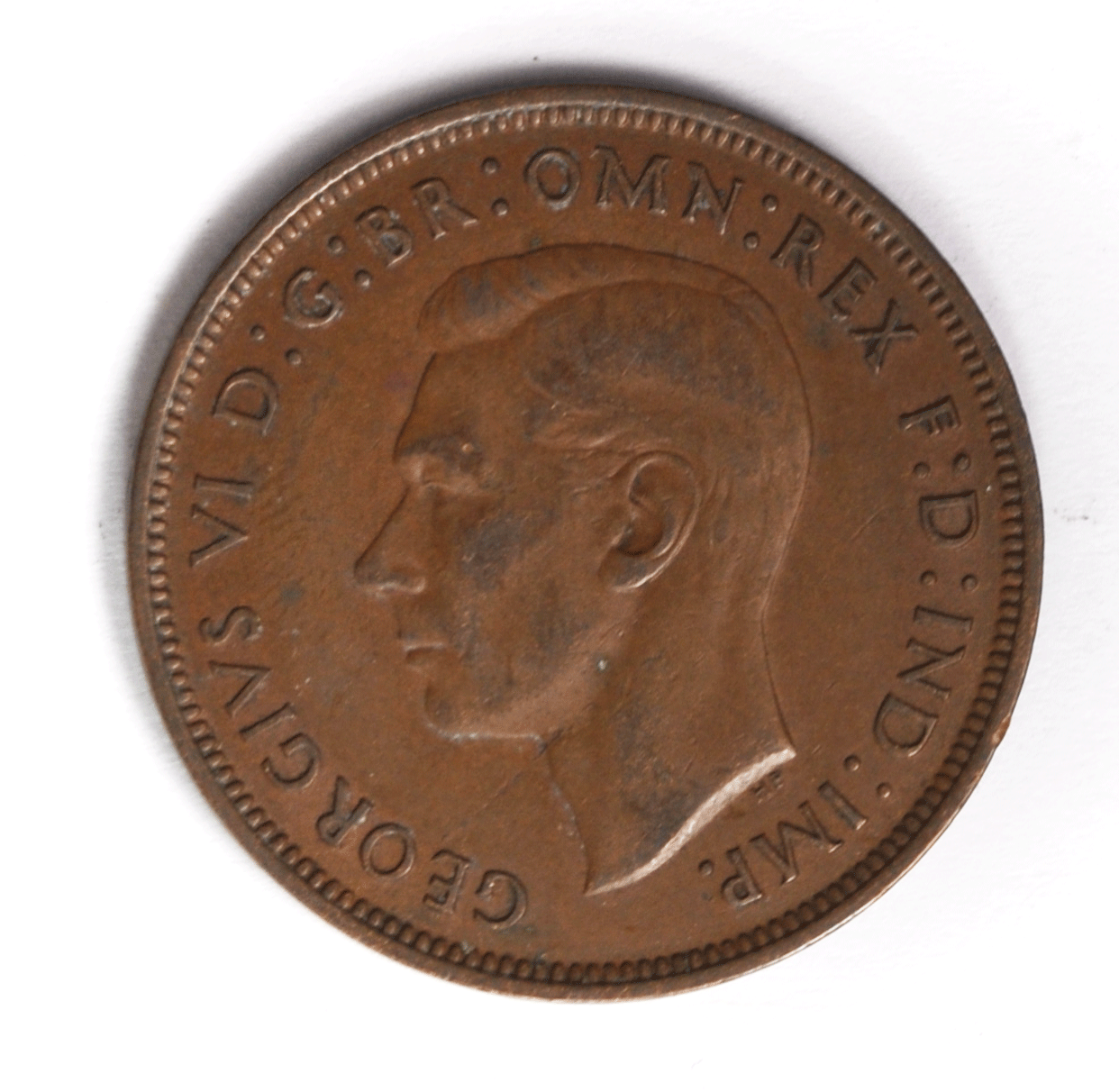 1937 Great Britain Penny Bronze Coin KM# 845