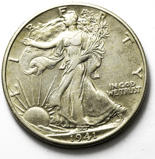 1941 50c Walking Liberty Silver Half Dollar Fifty Cents Philadelphia AU