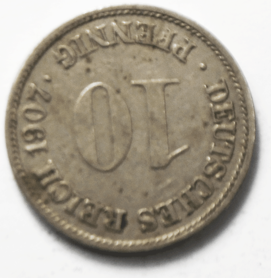 1907 G Germany  Empire 10 Ten Pfennig KM# 12