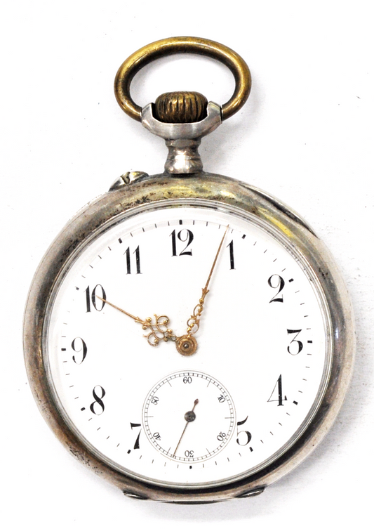 Union Watch Co Size 16 Open Face Swiss Pocket Watch 800 Fine Silver