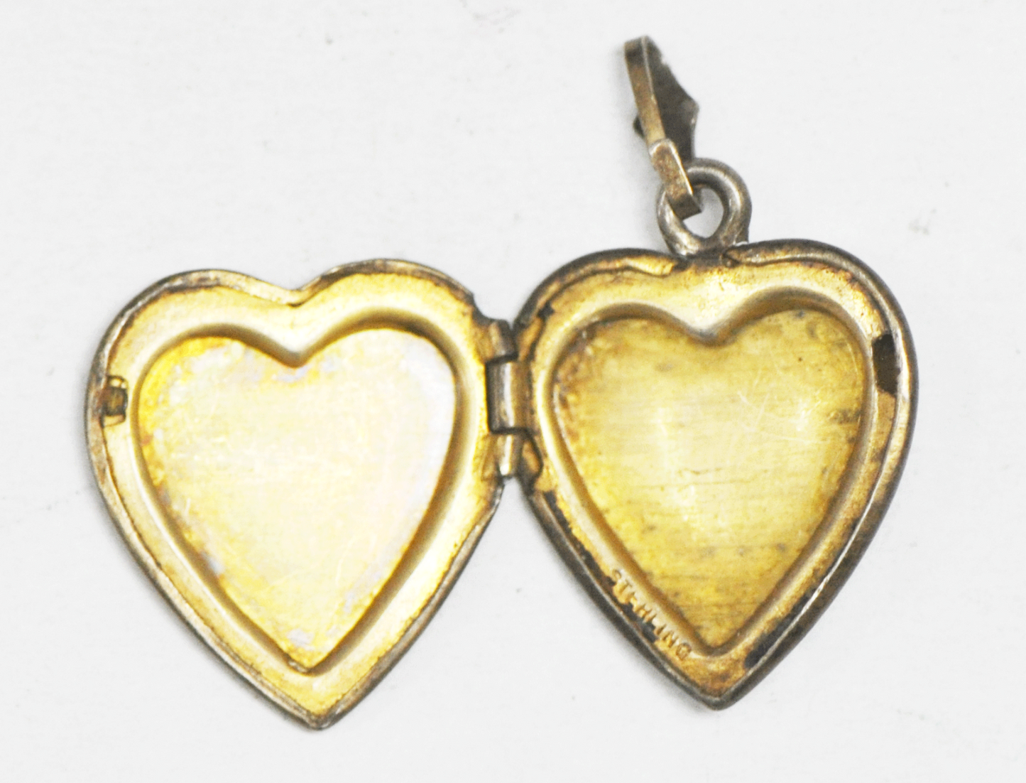 Antique Sterling Silver Puffy Heart Locket Charm Pendant   24mm x 20mm