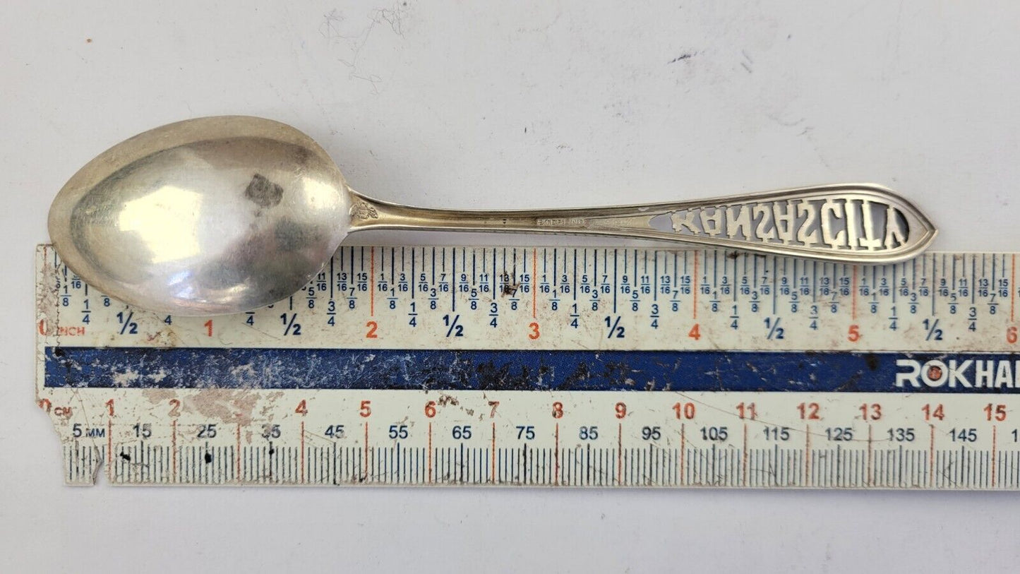 Kansas City Mo KS  5 1/2" Sterling Silver  Souvenir Spoon .42oz by Weidlich