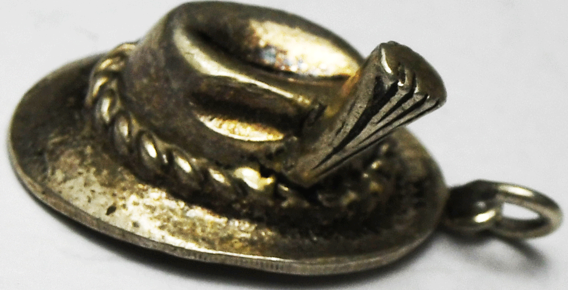 800 Silver SF Tyrolean Gamsbart Hunting Octoberfest Hat Charm 21mm x 15mm