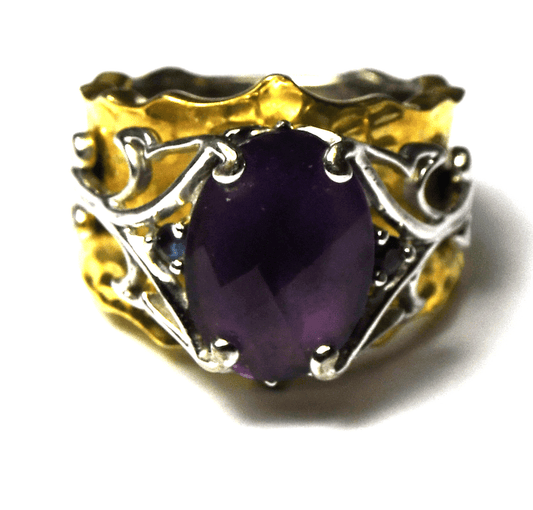 Sterling Michael Valitutti Gold Plated Amethyst Ring 17mm Size 7