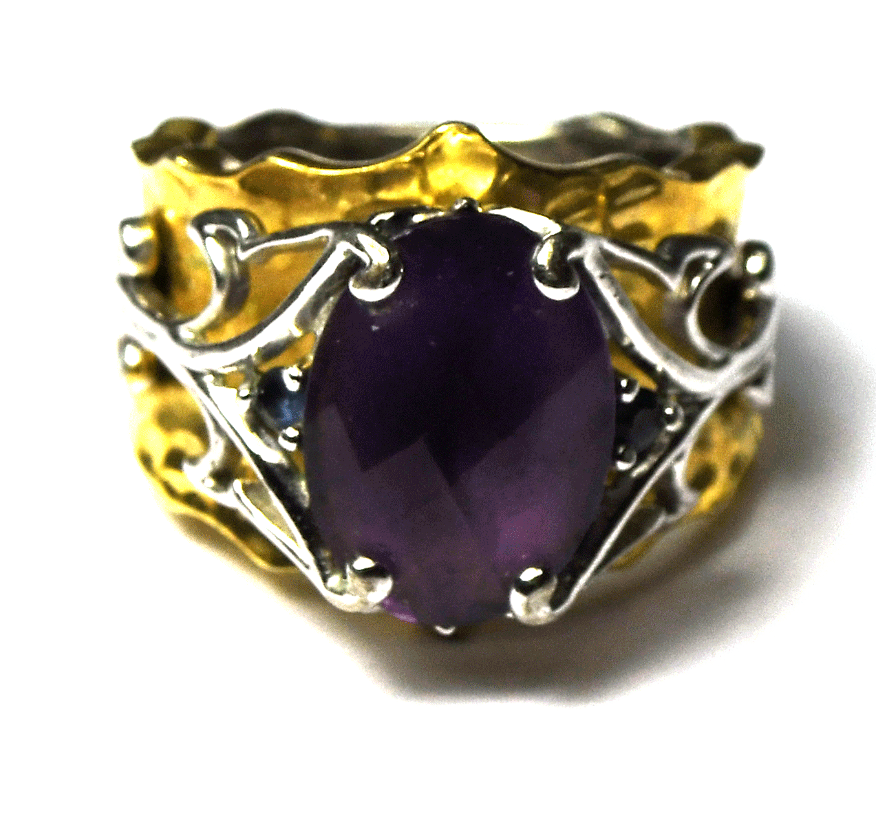 Sterling Michael Valitutti Gold Plated Amethyst Ring 17mm Size 7