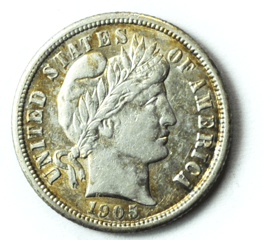 1905 S 10c Barber Silver Dime Rare Ten Cents San Francisco AU
