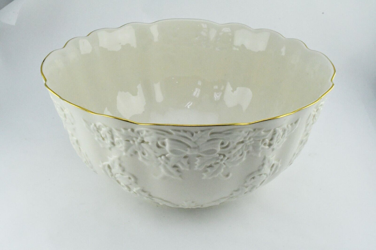 Discontinued Lenox Porcelain Huge Holiday Hostess Punch Bowl 12 1/4" x 6"