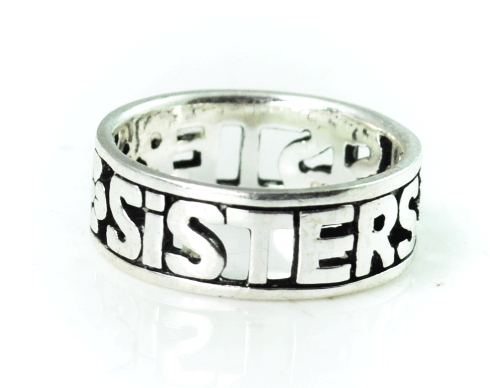 Sterling Silver LA Sisters Cut Out Eternity Band 7mm Size 6.5 Ring