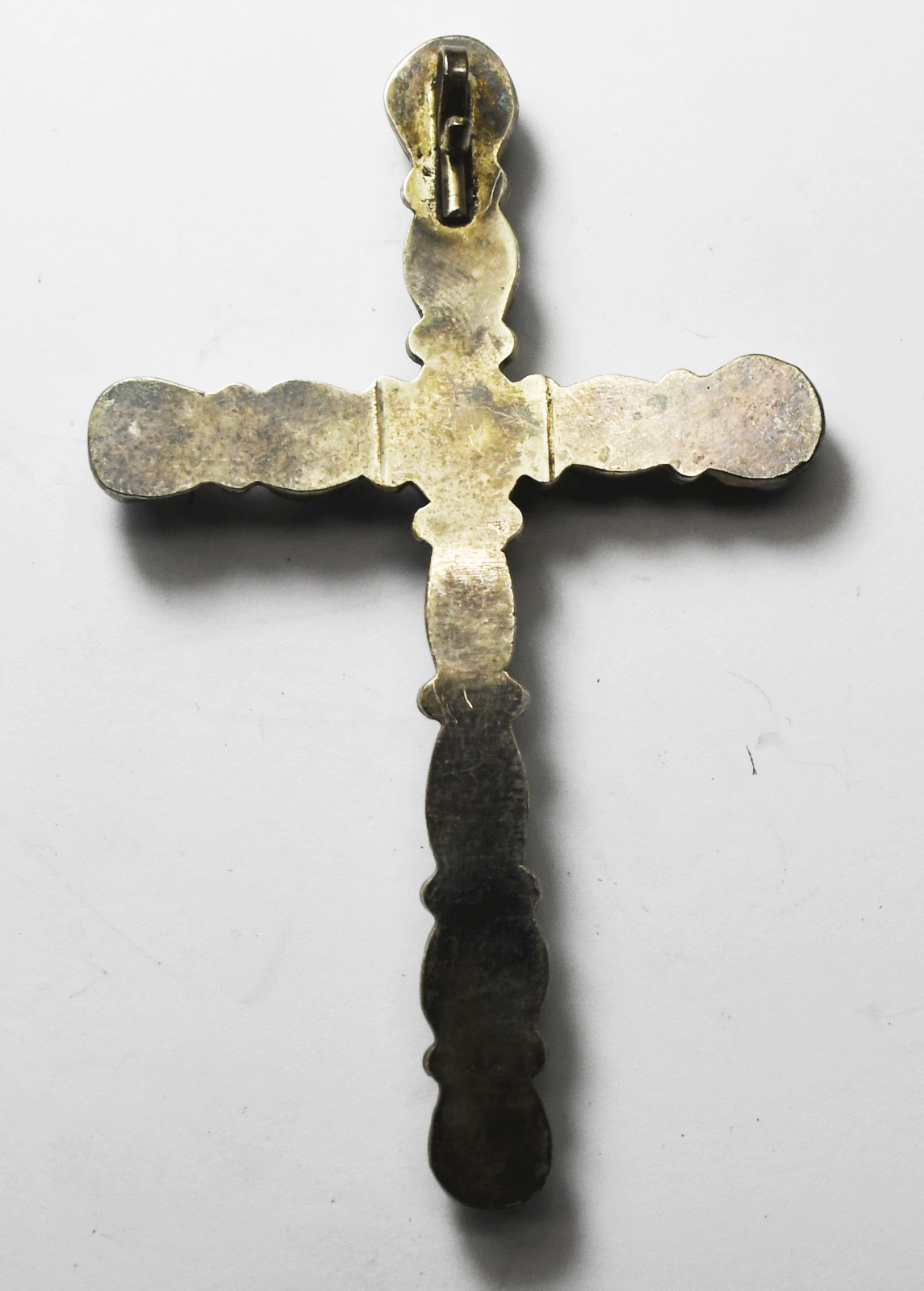 Sterling Turquoise Chunk Large Cross Pendant Clip 86mm x 54mm 22g