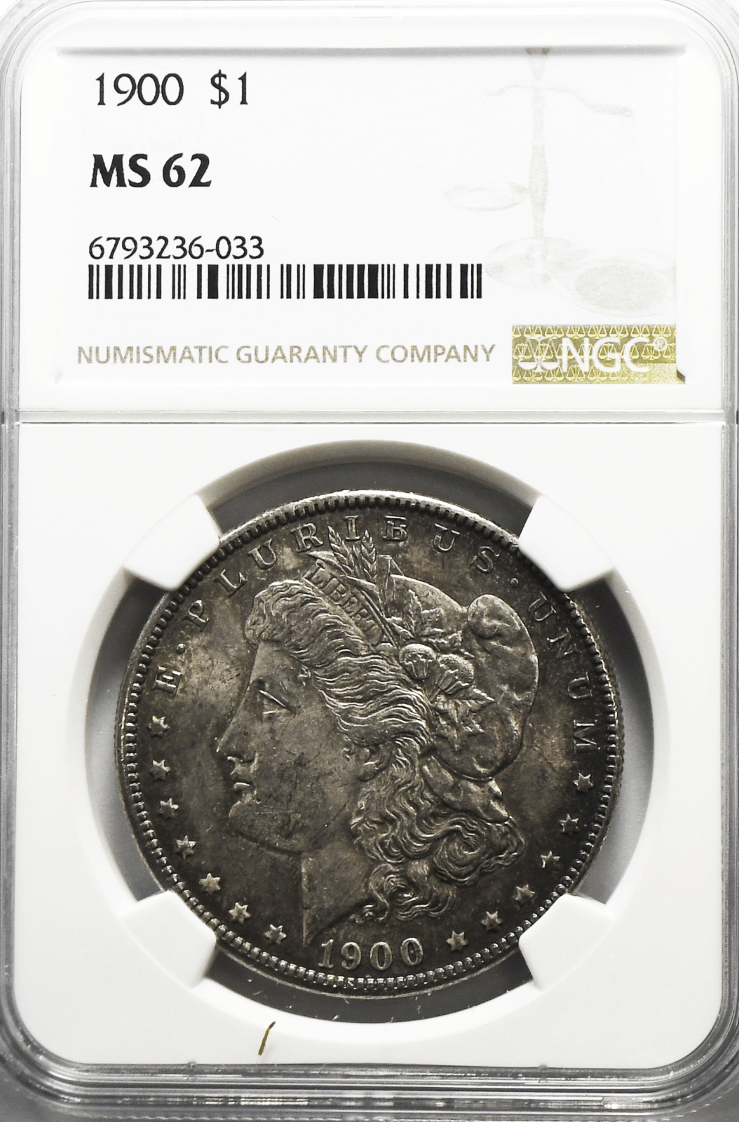 1900 $1 Morgan Silver Dollar MS62 NGC Uncirculated Philadelphia