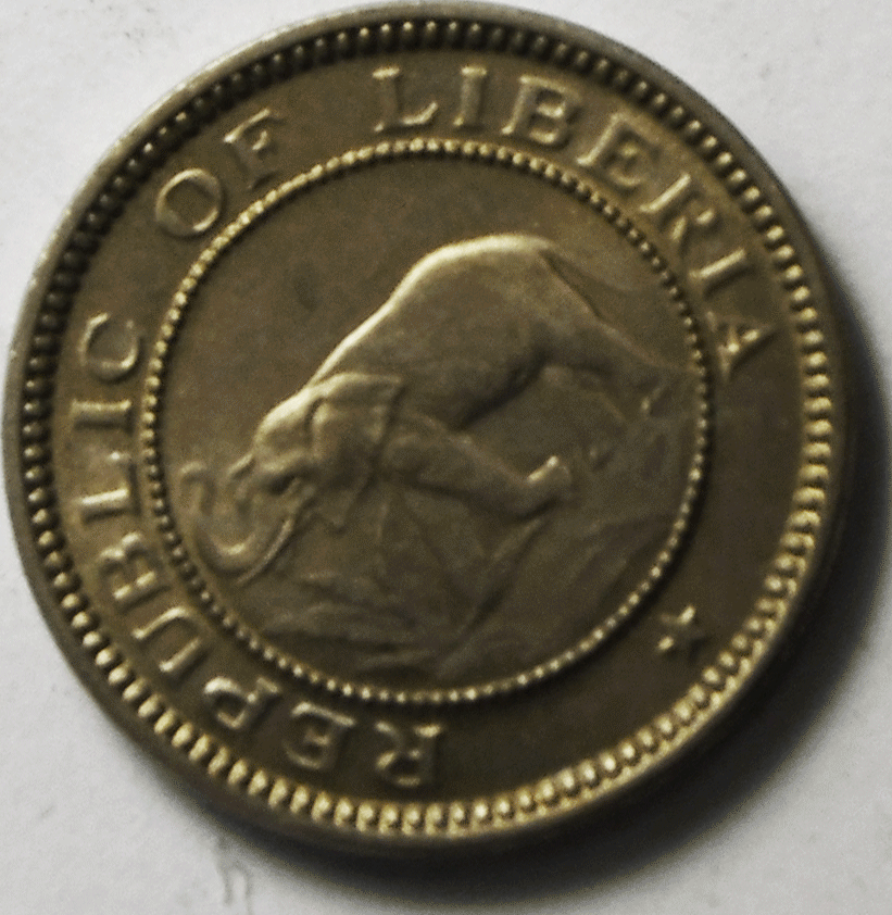 1941 Liberia 1/2 Half Cent KM# 10a Elephant Coin