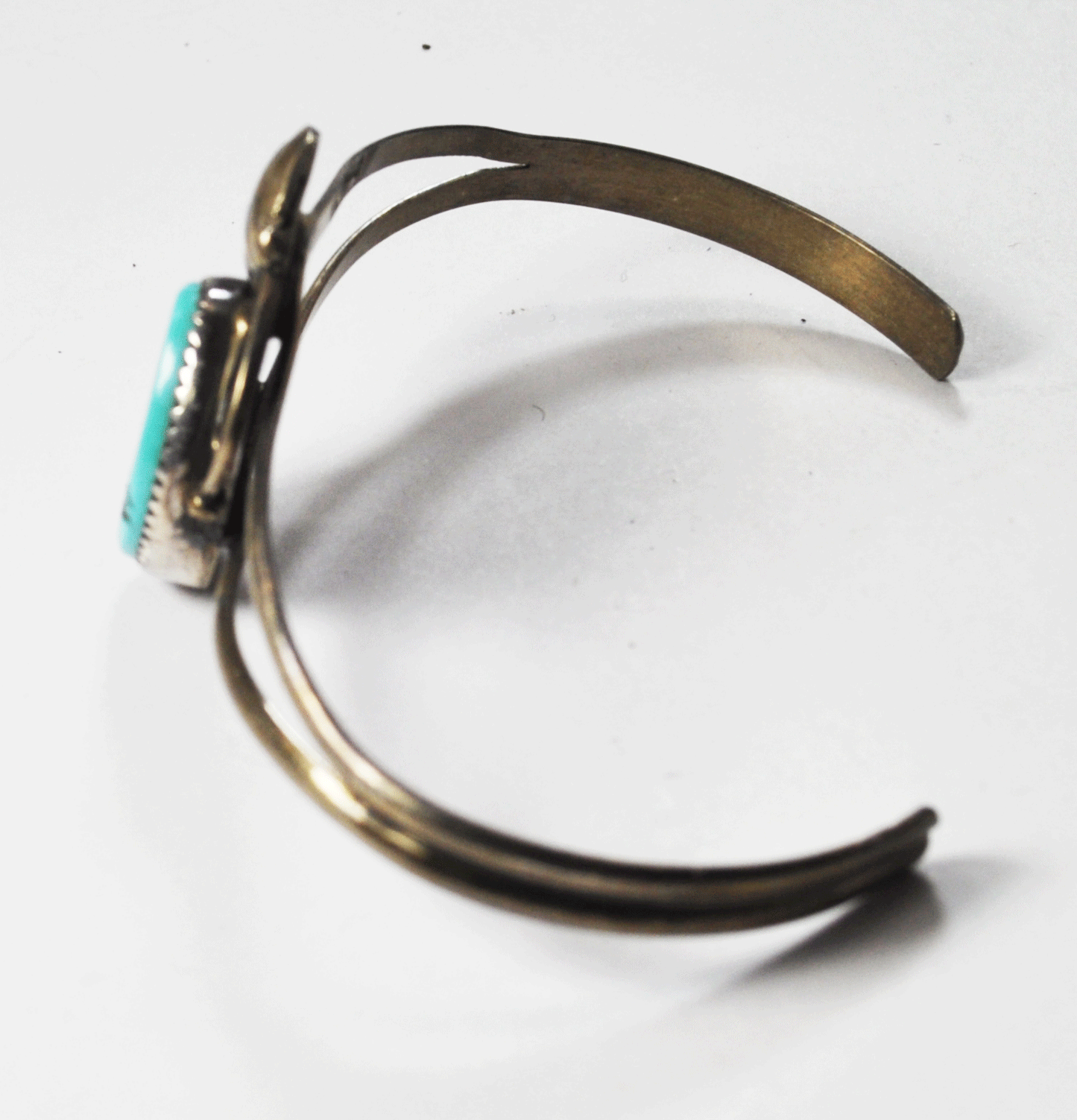 Sterling Silver Split Cuff Oval Turquoise Poppy Bracelet 30mm 6" 7-3/4" Wrist