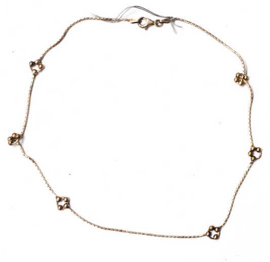 Sterling Silver Box Chain Small Bead 7mm Hoop 16" Necklace